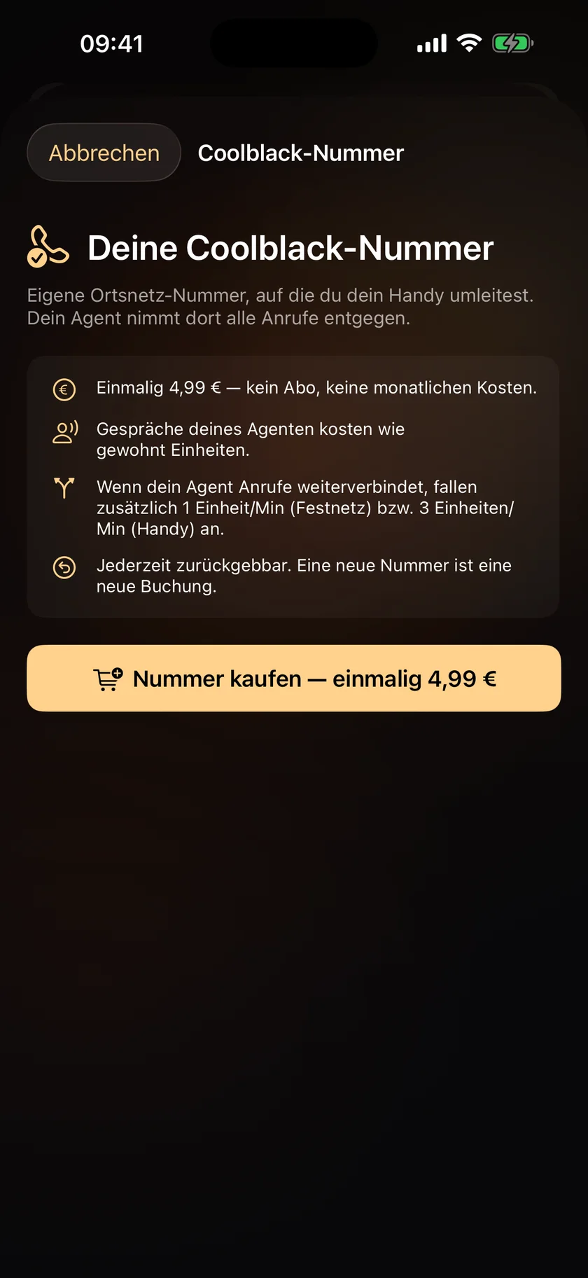 Eigene Ortsnetz-Nummer — einmalig 4,99 €