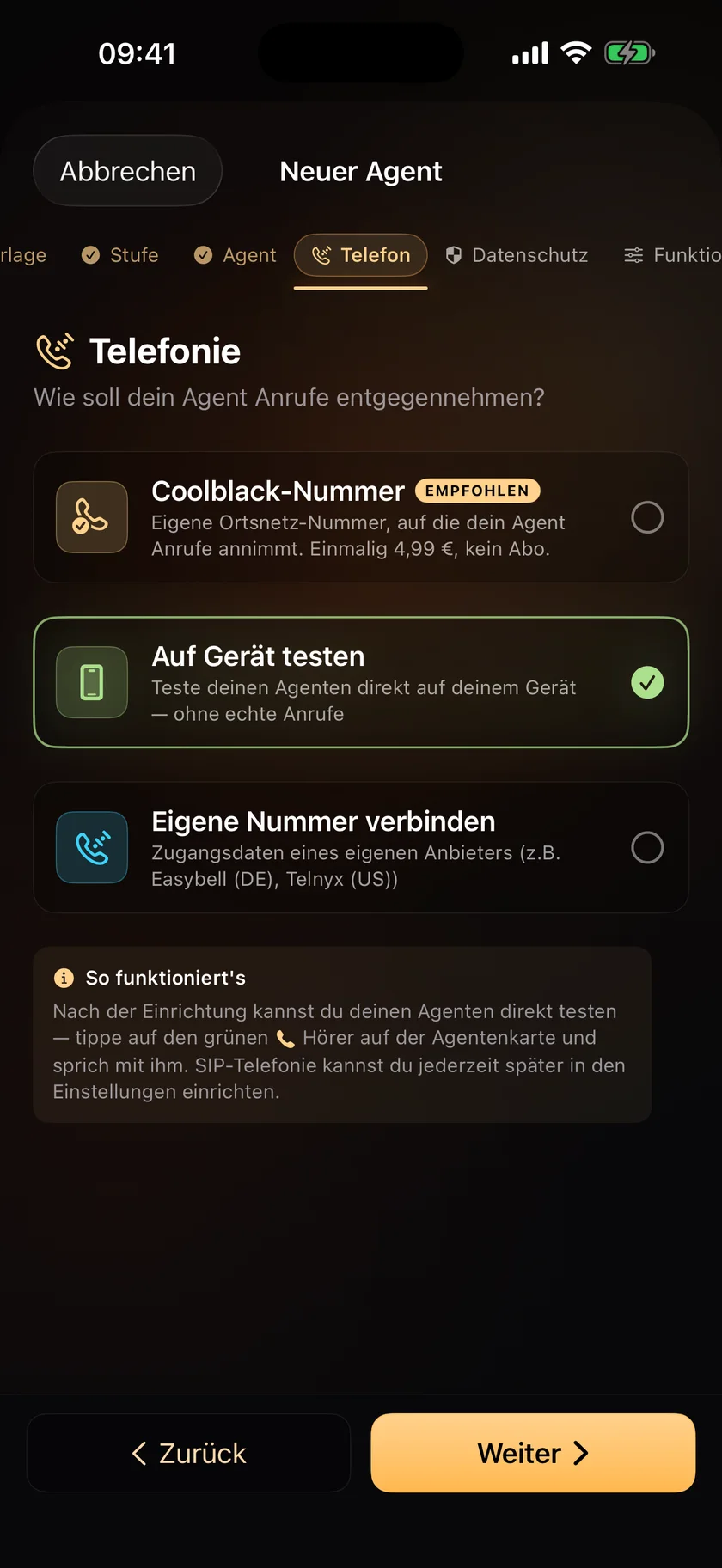Erreichbarkeit in Minuten einrichten